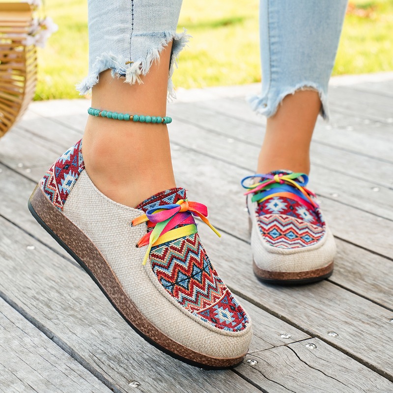 Ethnic Fashion Walk - Модные женские этнические бохо-лоферы с геометрическим