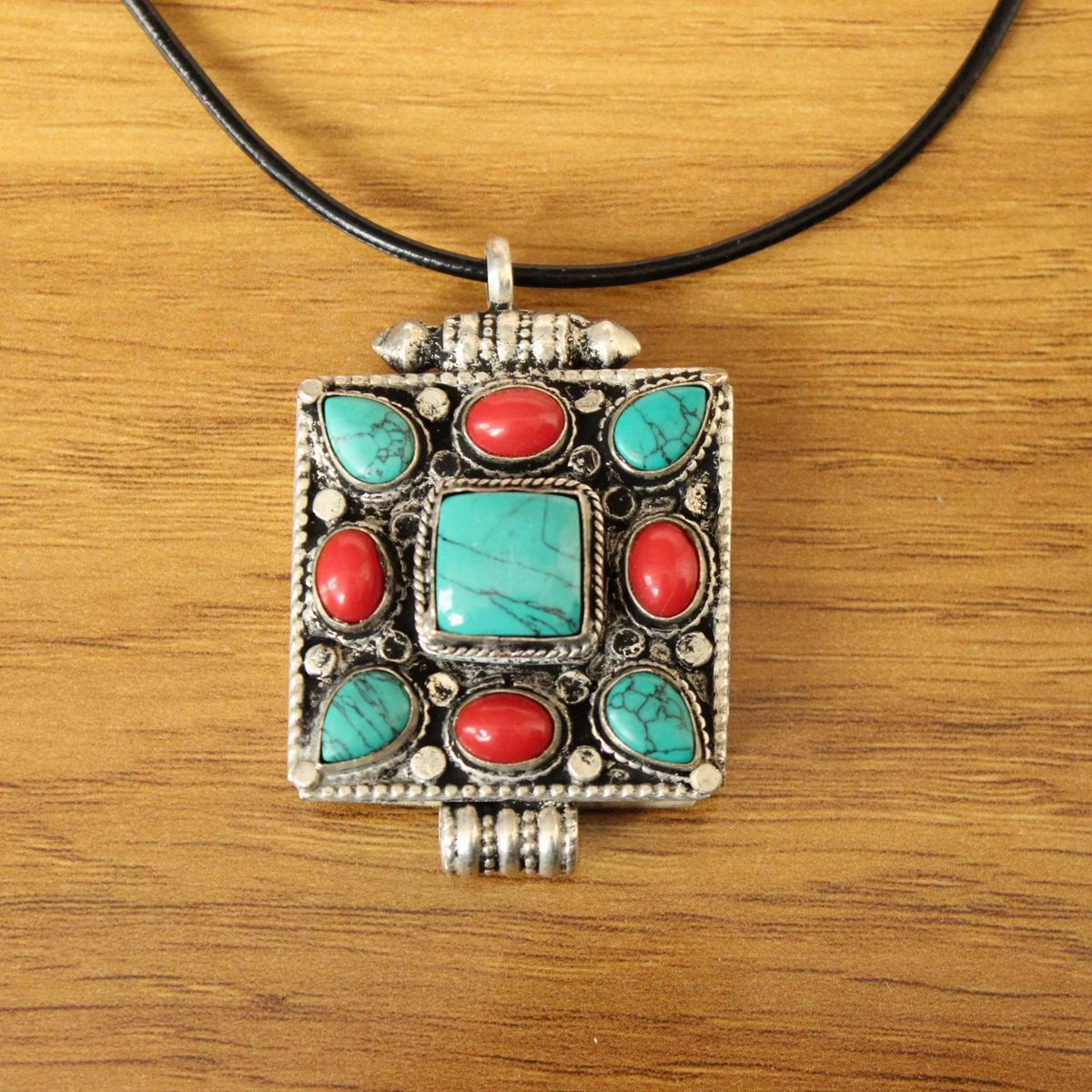Ethnic Fashion Store - PN257 Этническое тибетское серебро, металл, инкрустированное